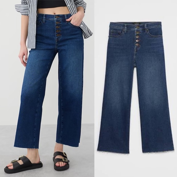 Banana Republic Denim - Banana Republic 2025 High Rise Wide Leg Raw Hem Jeans